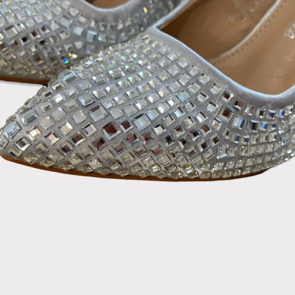 Lauren Lorrain Silver Glass/Rhinestones Dazzle Embellished Pump Heels Size 6.5 - Picture 6 of 14